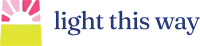 Logo with pink and yellow blocks on the left and blue wordmark on the right reading 'Light the way'.