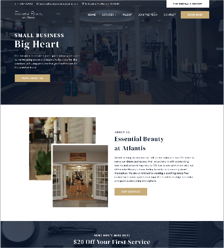 | Moonlit Media LLC Essential Beauty at Atlantis Website Redesign - After