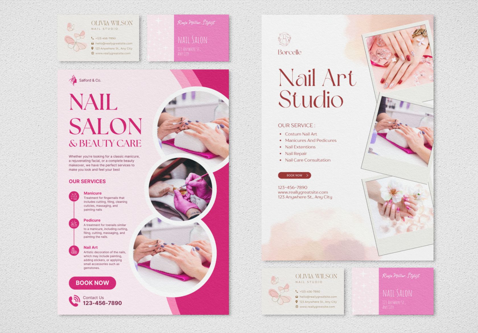 Elegant nail salon business card template showcasing branding tips to avoid common mistakes in design and marketing. 