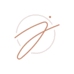2023-Portfolio | Moonlit Media LLC Abstract minimalist logo featuring a large, curved, peach-colored line crossing a thin, partial circle, with a small dot above the design, ideal for web designer branding on a white background.