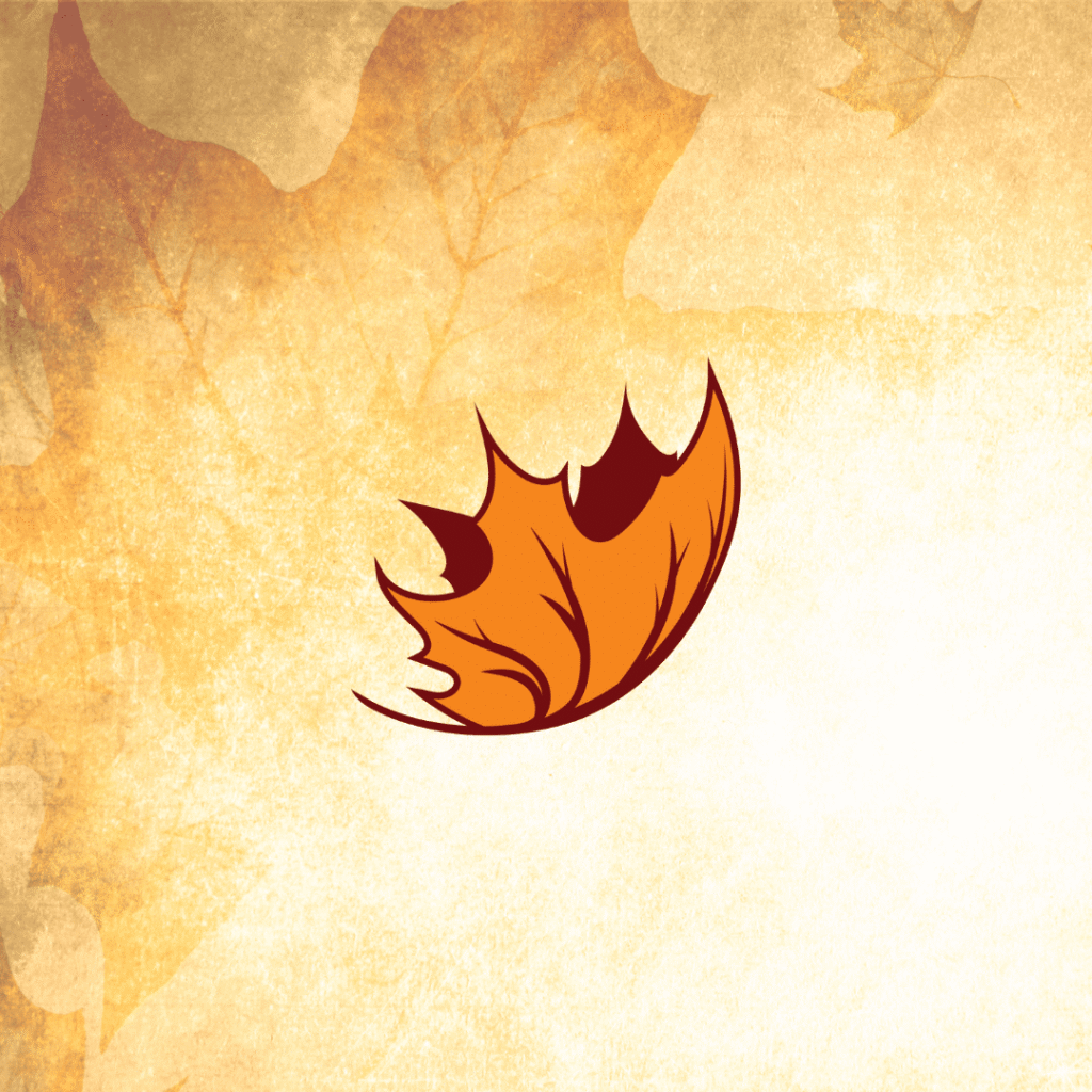 Illustration of a single brown autumn leaf with jagged edges, set against a textured, faded background—perfect inspiration for custom website design or web design services by Moonlit Media in warm, earthy tones.