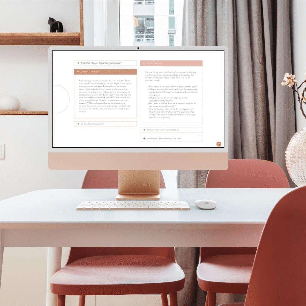 212 | Moonlit Media LLC A desktop computer on a white table surrounded by pink chairs displays a webpage, showcasing Moonlit Media’s web design services. A keyboard, mouse, vase of flowers, and beige curtains complete this stylish workspace for any web designer.