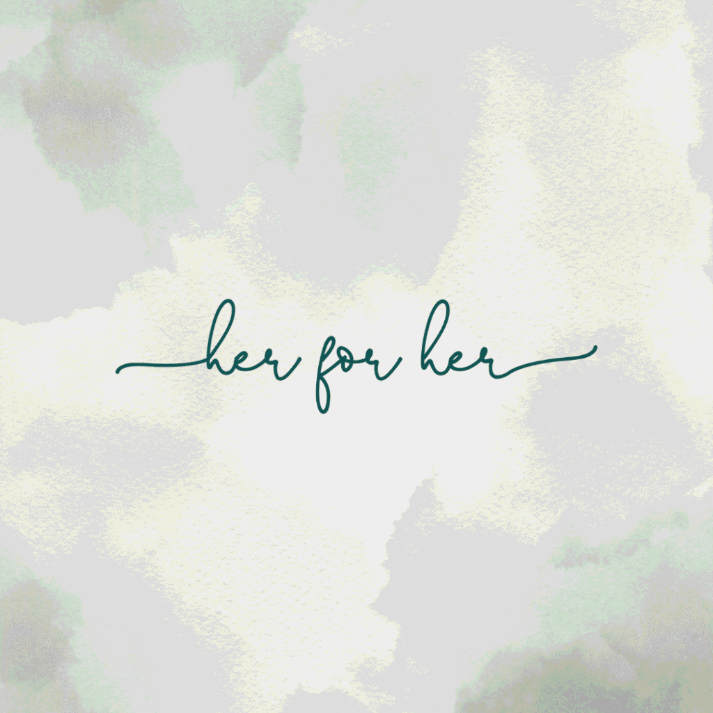 Text her for her in elegant cursive font is centered on a light green watercolor background, perfect for a web designer seeking inspiration or custom website design elements.