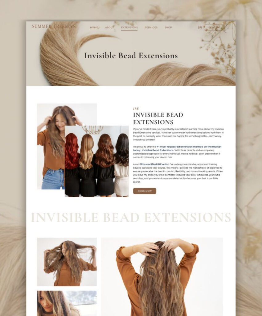 Hair Extensions Web Design