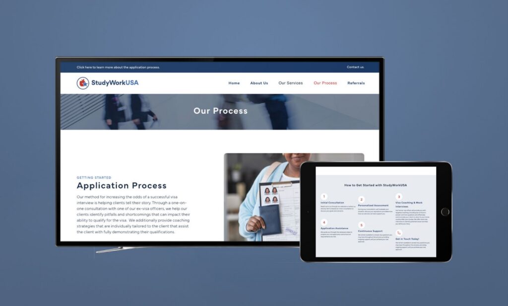 Modern website layout illustrating the application process, featuring clear steps and intuitive design elements.