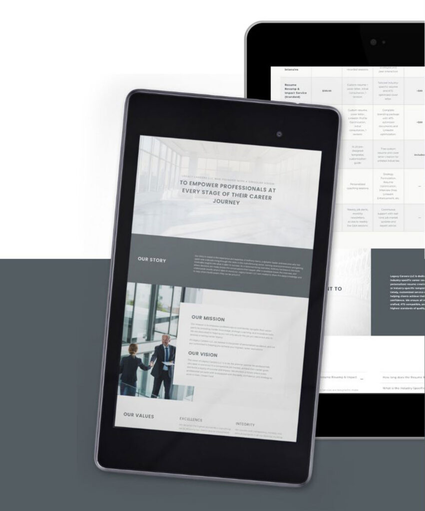 A sleek mobile-responsive website design showcasing a modern business layout with user-friendly navigation.