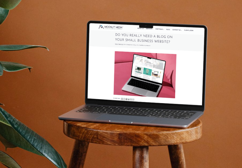 blogging formats that drive SEO Moonlit Media blog post on laptop