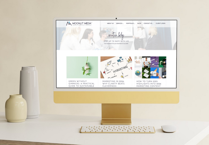 what blogging for SEO looks like in 2026 Moonlit media blog on computer