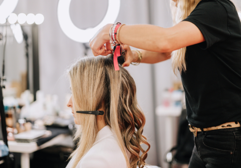 hair salon woman getting haircut