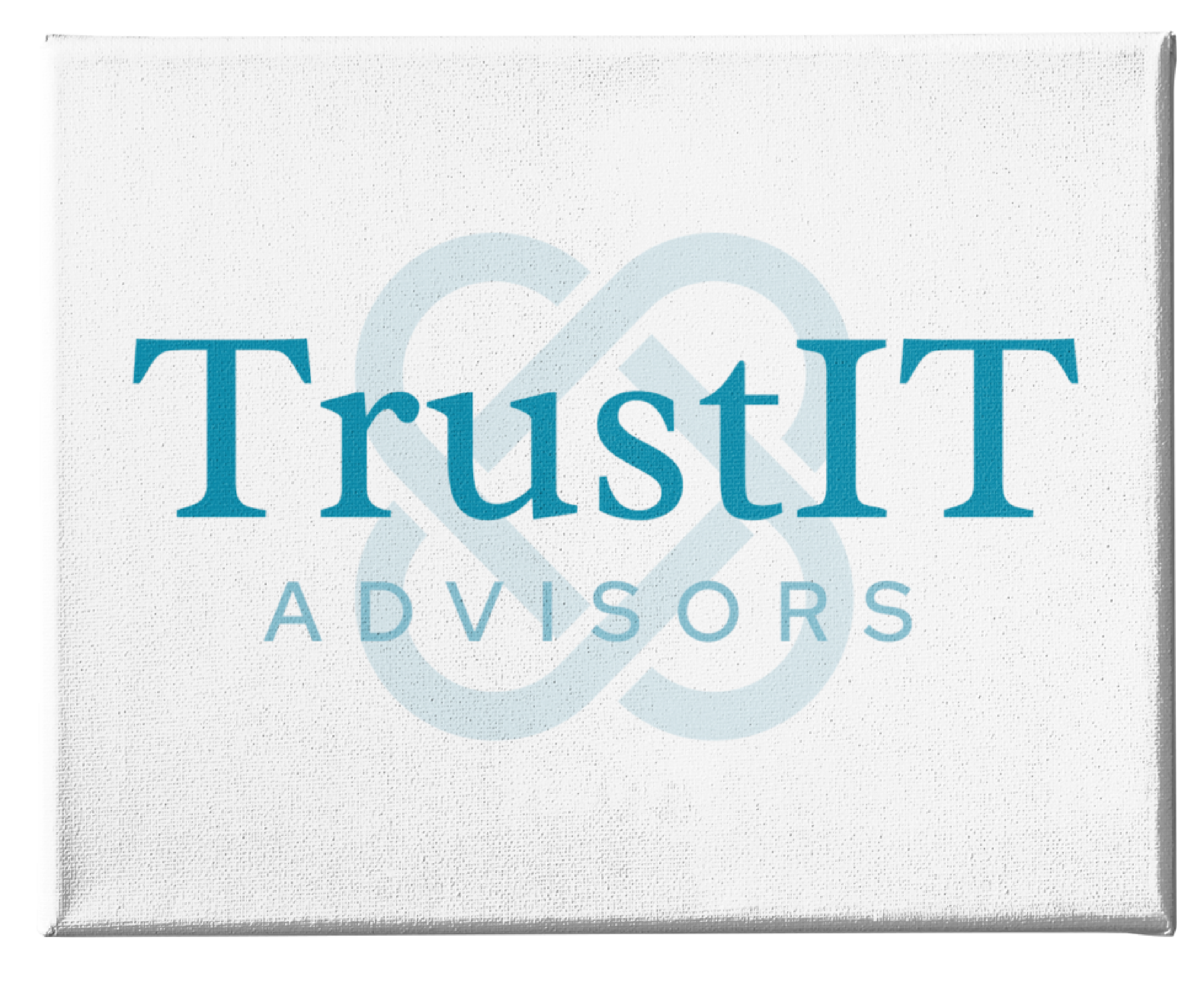 TrustIT Advisors logo in blue text on a white background, with a faint, intertwined infinity symbol behind the words, reflecting the expertise of leading IT Consultants in Texas.