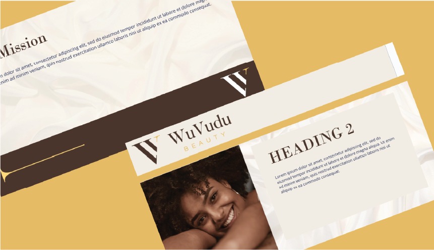 Brand collage for a beauty brand featuring a logo strip, headings, and a smiling model photo.